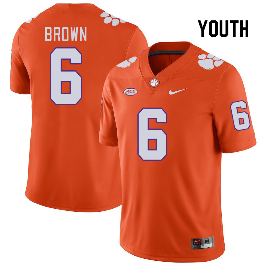 Youth #6 Tyler Brown Clemson Tigers College Football Jerseys Stitched Sale-Orange